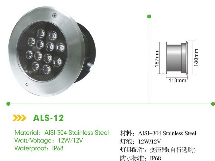 泳池燈系列-埋入式LED泳池燈-ALS12